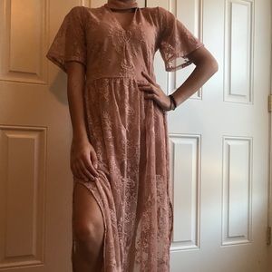 Salmon pink formal dress